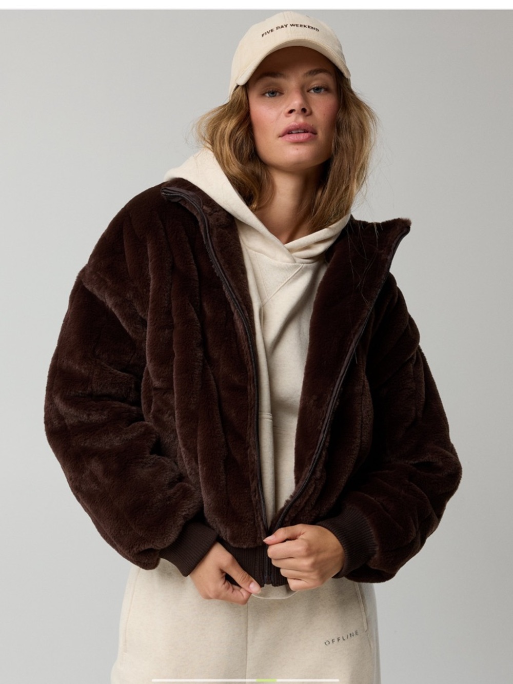 Offline by aerie Faux Fur Zip-Up Jacket Size L